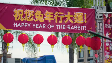 A-Close-Up-of-the-Happy-Year-of-the-Rabbit-Lunar-New-Year-Sign-in-Monterey-Park-After-the-Shooting