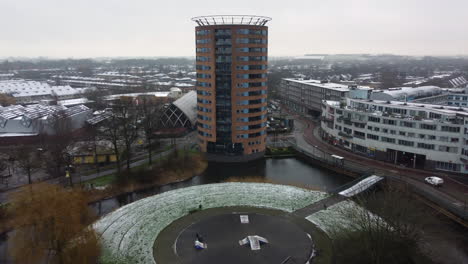 Amersfoort-Nieuwland-at-winter-season-with-snow,-Located-at-the-center-of-the-Netherlands