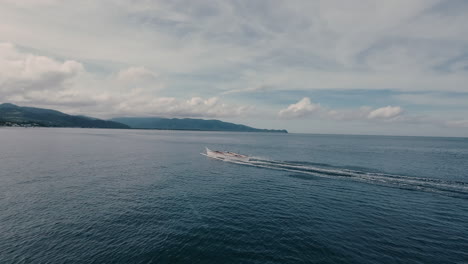 Drone-Shot-of-Fishing-Boats-on-the-move-in-Mabua-Surigao