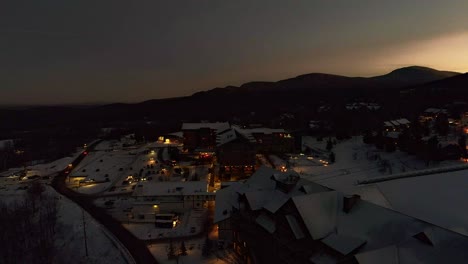 Sunset-over-a-ski-mountain--Drone-video