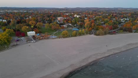 Cobourg-beach-Ontario-Aerial-during-Fall-Season
