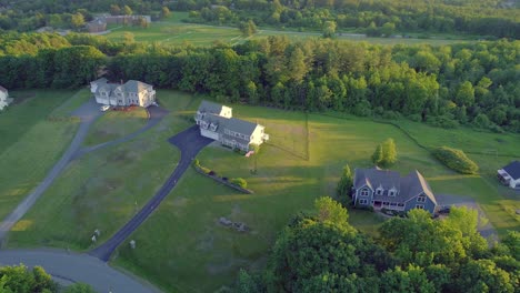 Big-rich-house-on-the-hills-with-sunset--drone-video