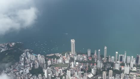 Over-the-clouds-look-of-Salvador-Brazil-shore,-sea,-buildings-and-city