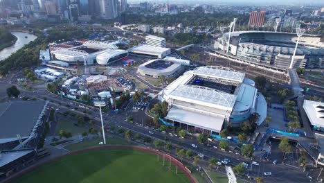 Aerial-Australian-open-Melbourne-Rod-laver-Arena-Sports-precinct