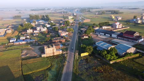 An-aerial-view-of-a-straight-road-bordered-by-houses-in-the-town-of-Nepalgunj