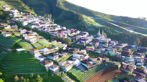 Aerial-view-of-beautiful-rural-landscape-on-the-slope-of-mountain