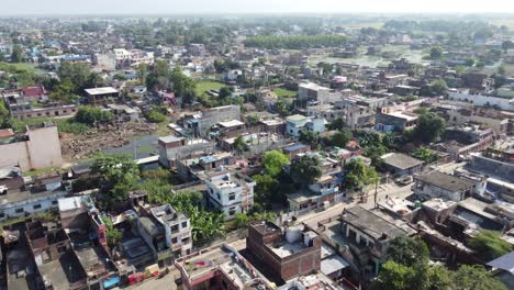 A-low-level-aerial-flight-over-the-city-of-Nepalgunj-in-the-western-region-of-Nepal-in-the-evening-light