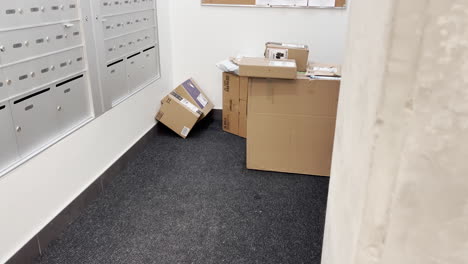 Packages-piling-up-inside-a-condo-mail-room-where-they're-apt-to-be-stolen