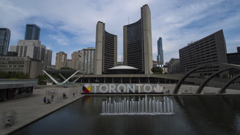 Timelapse-of-Toronto-city-sign-at-popular-tourist-spot-in-Nathan-Philips-Square