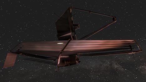 James-Webb-Weltraumteleskop-Jwst-Bewegt-Sich-An-Der-Kamera-Vorbei,-Um-Die-Galaxie-Der-Milchstraße-Zu-Enthüllen---3d-cgi-animation-4k