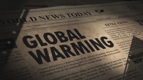 Vintage-Newspaper-in-old-archive-with-headline-about-the-dangers-of-global-warming