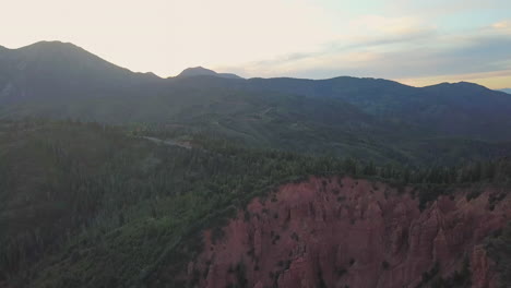 Colorful-cinematic-sunset-in-Utah,-Mount-Nebo-captured-by-drone