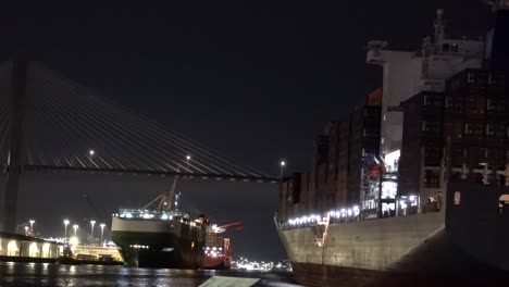 Cargo-ship-enters-Savanna-at-night-under-the-Talmadge-Memorial-Bridge