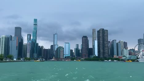 Chicago-dark-cloudy-rainy-skyline-moving-away-from-boat