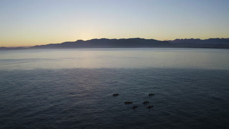 Kajakfahren-Im-Ozean-Bei-Kiakoura-Neuseeland-Bei-Einem-Wunderschönen-Sonnenuntergang