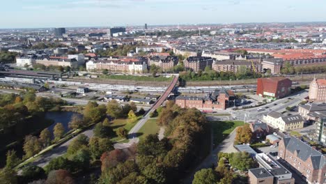 aerial-view-of-the-kastellet-in-copenhagen-denmark,-you-can-see-the-different-buildings-and-the-city-with-the-skyline-and-the-yachts-and-cruise-ships