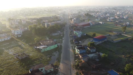 An-aerial-view-of-a-straight-road-bordered-by-houses-in-the-town-of-Nepalgunj
