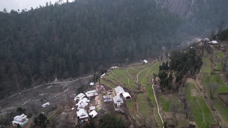 Aerial-shot-of-a-remote-village-near-LOC-Kashmir