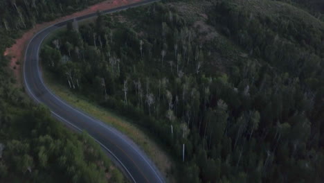 Aerial-View-drone-fly-over-Scenic-Drive-in-Mount-Nebo-Loop,-Utah