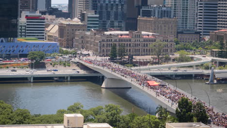 Protesters-march-across-Brisbane-bridge--on-Australia-Day