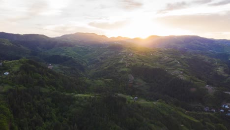Aerial-drone-hyperlapse-timelapse-of-the-beautiful-mountain-during-sunset
