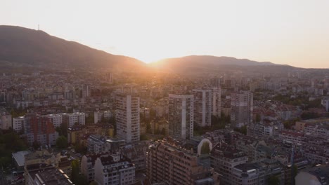 Drone-timelapse-of-the-city-of-Sofia,-Bulgaria