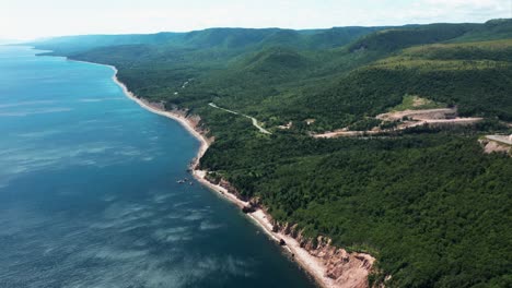 Cabot-Trail,-Nova-Scotia---Drone-Clip-of-the-coastline