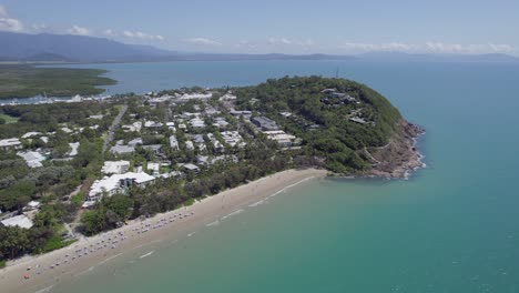 Aerial-Drone-View-Of-Four-Mile-Beach-Resort-In-Far-North-Queensland,-Australia