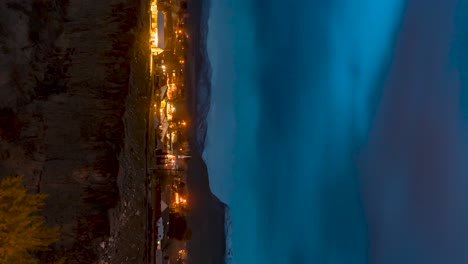 Twilight-to-nightfall-darkness-in-La-Verkin,-Utah-at-winter---vertical-timer-lapse