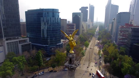 4k-Luftaufnahme-Des-Unabhängigkeitsengels-In-Mexiko-Stadt