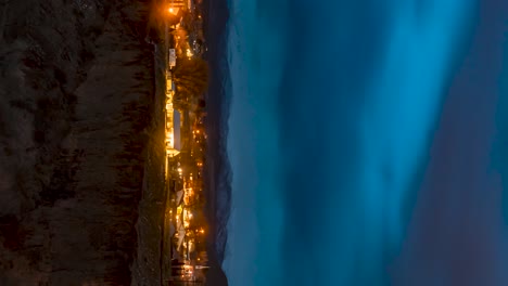 La-Verkin,-Utah-from-twilight-to-darkness---panoramic,-vertical-time-lapse