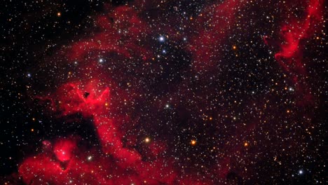 Rotating-shot-of-red-nebula-in-outer-space