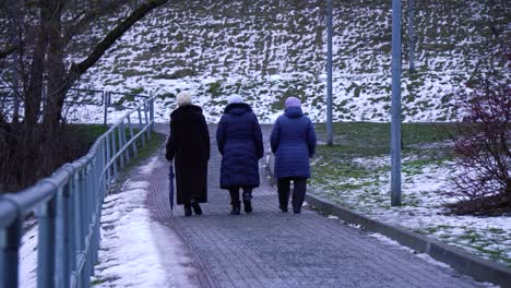A-group-of-three-multi-ethnic-senior-women-exercising-outdoors-together-on-a-city-winter-on-a-gloomy-day