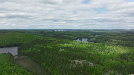 Algonquin-provincial-park,-drone-descends.-Ontario,-Canada