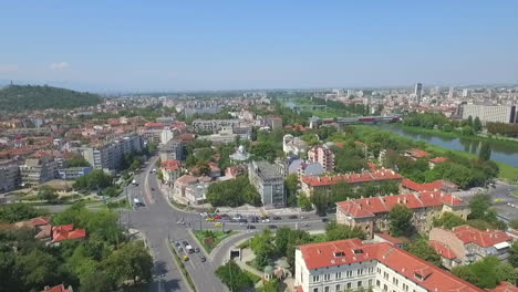 Die-Hohe-Ansicht-Der-Stadt-Plovdiv,-Bulgarien