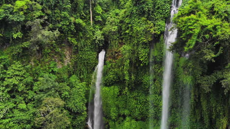 Green-forest-scenery-with-a-beautiful-tropical-waterfall