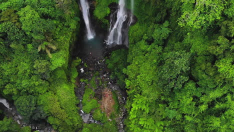Bird's-view-of-the-tropical-Sekumpul-Waterfall-in-Bali