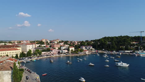 360-Degrees-Drone-Shot-of-an-old-City-in-Croatia-at-the-sea,-4k-UHD