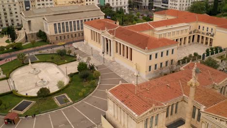 Athen-Universität-Zeitraffer-Durch-Drohnenfliegen-Nahaufnahme