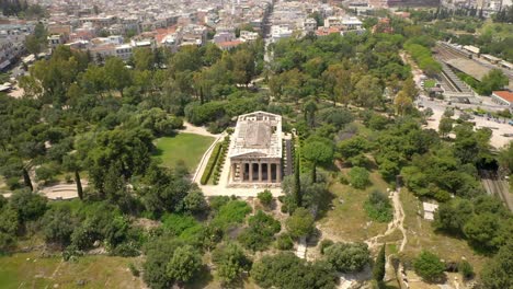 Templo-De-Hefesto-Atenas,-Grecia,-órbita-De-Boomerang-Completa-Rodada-En-4k