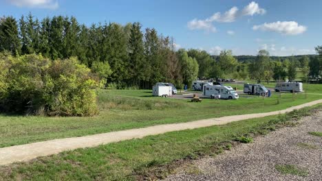 An-Aire-in-France-with-motorhomes-parked-next-to-a-man-made-lake-on-a-fine-day