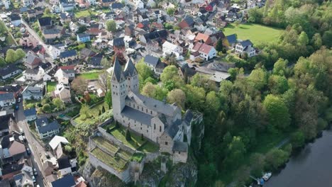 Drone-footage-over-the-village-of-Dietkirchen-and-the-village-church