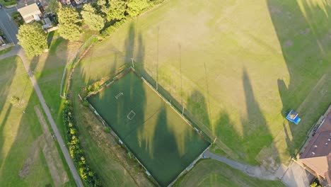 Mini-soccer-pitch-infrastructure-at-Hillsborough-Park-South-Yorkshire-aerial