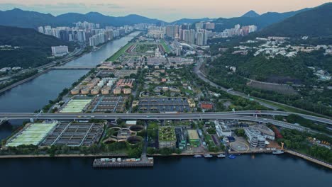 Sunrise-aerial-overview-of-the-Sha-Tin-Sewage-Treatment-Works-for-Shatin-Wastewater-Processing