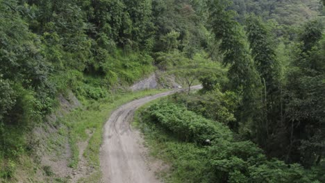 A-path-in-the-middle-of-a-forest-surrounded-by-small-houses-in-Nagaland-India