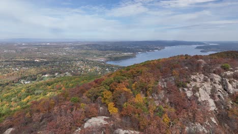 An-aerial-view-above-the-mountains-in-upstate-NY-in-autumn