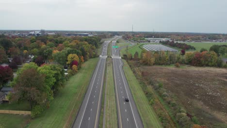 Drone-view-of-car-movement-on-large-highway