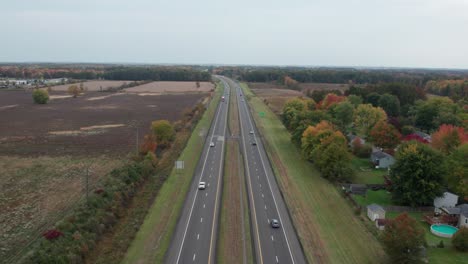 Drone-view-of-highway-during-cloudy-day
