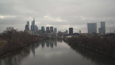 Philadelphia,-Pennsylvania-skyline-from-the-Art-Museum-with-the-Schuylkill-River-running-in-front