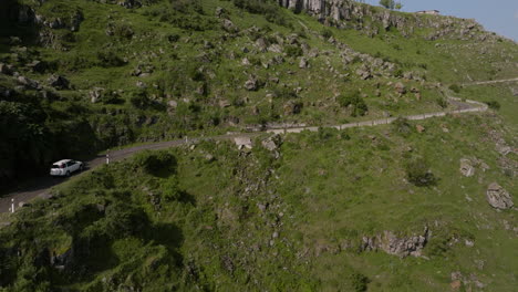 Car-Driving-On-The-South-Caucasus-Mountains-Near-Vardzia-In-Samtskhe-Javakheti,-Southern-Georgia